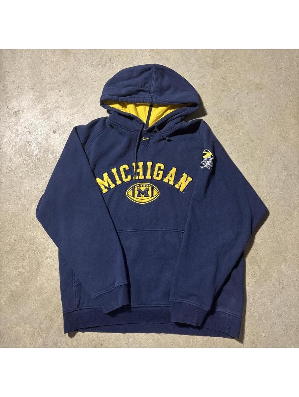 Vintage Y2K Nike Center Swoosh Michigan Wolverines Hoodie Mens L NCAA